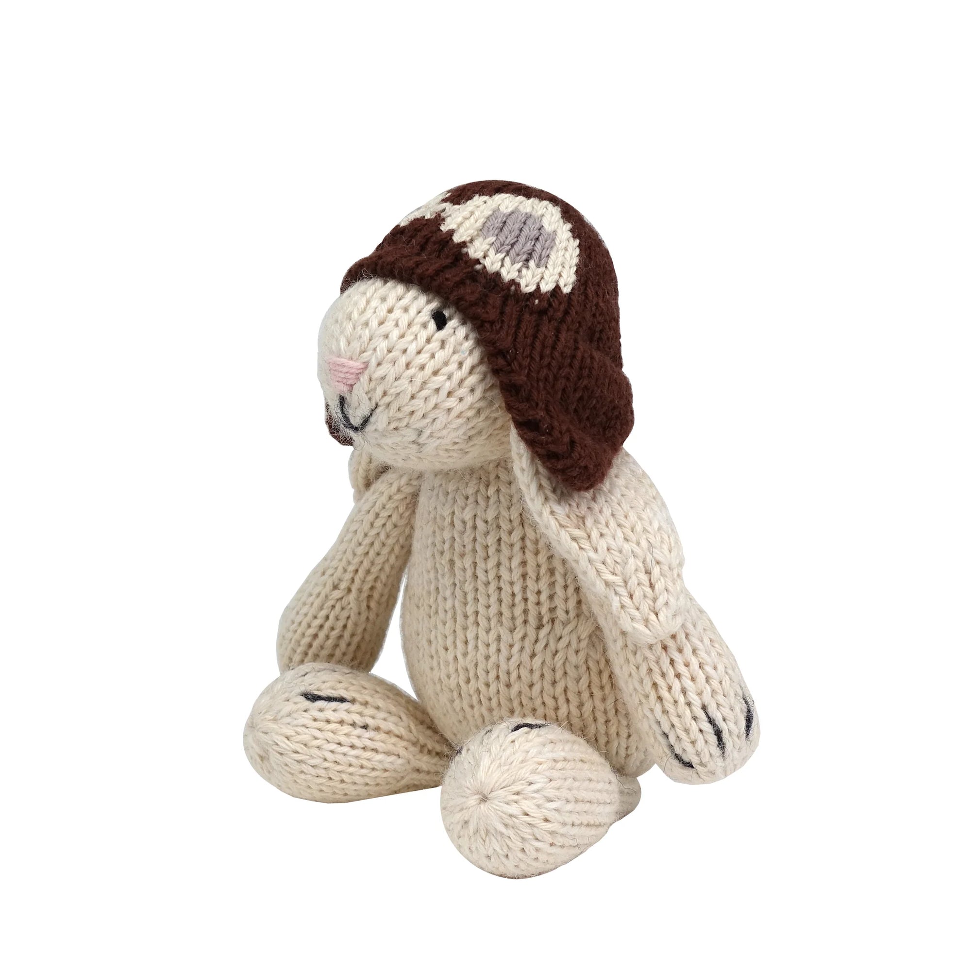 White Bunny with Aviator Hat - Zinnias Gift Boutique