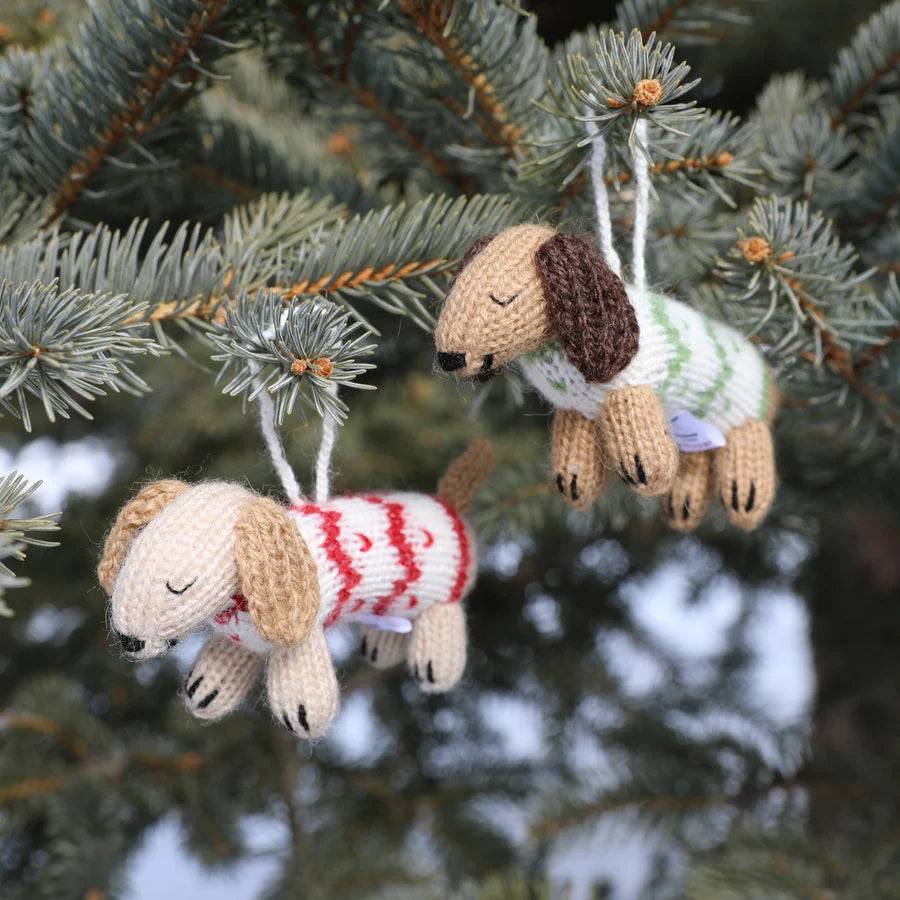 Dachshund in Holiday Sweater Ornament- - Zinnias Gift Boutique