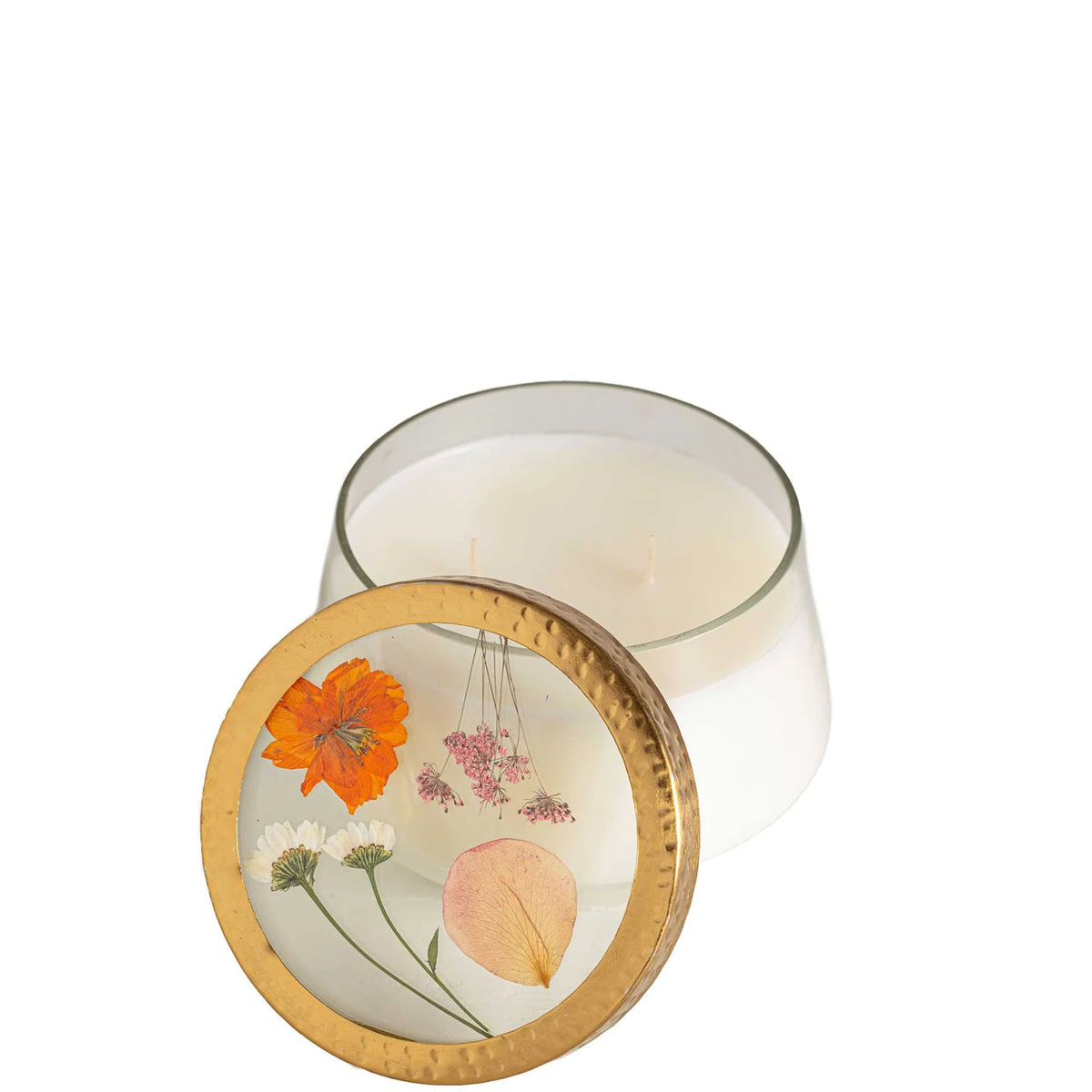 Pressed Flora Glass Candle - Zinnias Gift Boutique