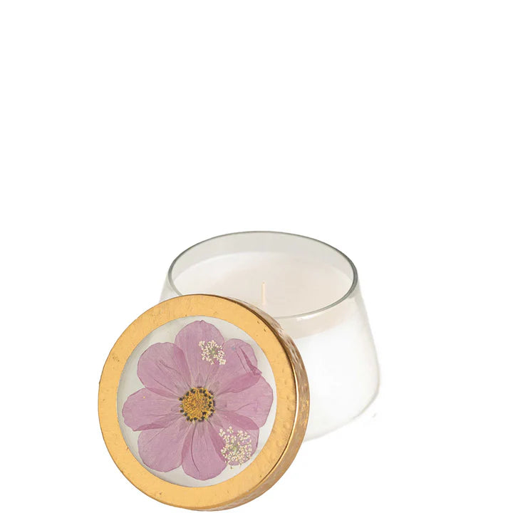 Pressed Flora Glass Candle - Zinnias Gift Boutique