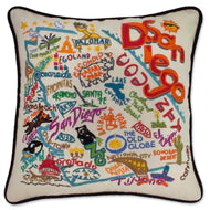 Hand-embroidered Geography Pillow - Zinnias Gift Boutique