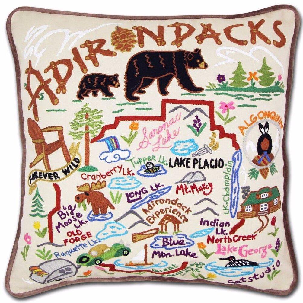 Hand-embroidered Geography Pillow - Zinnias Gift Boutique