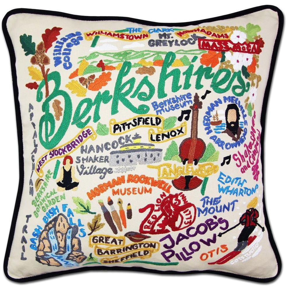 Hand-embroidered Geography Pillow - Zinnias Gift Boutique