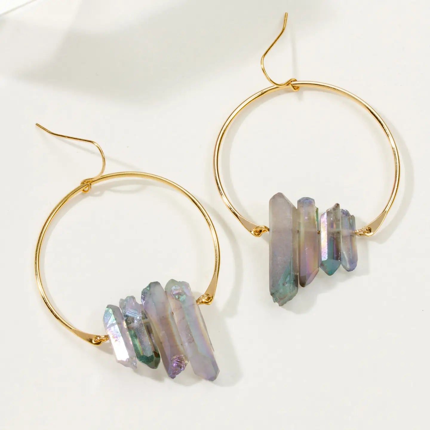 Super Nova Earrings- Mystic Ab Clear Quartz - Zinnias Gift Boutique