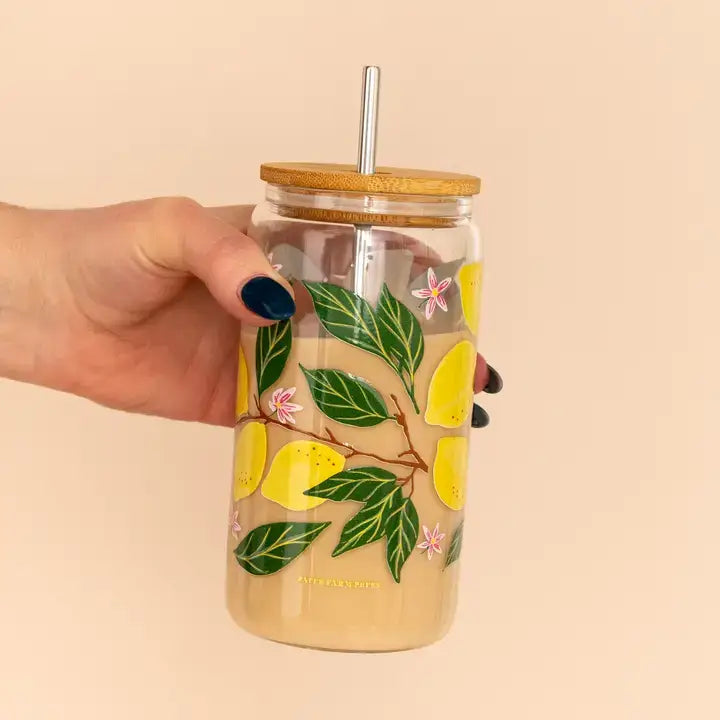 Lemon Grove Glass Can - Zinnias Gift Boutique