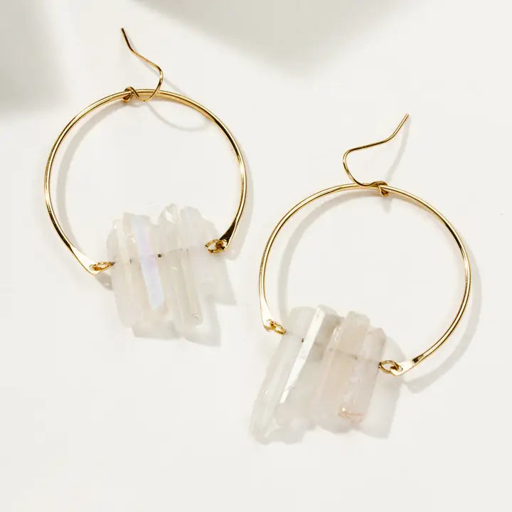Super Nova Earrings- Mystic Ab Clear Quartz - Zinnias Gift Boutique