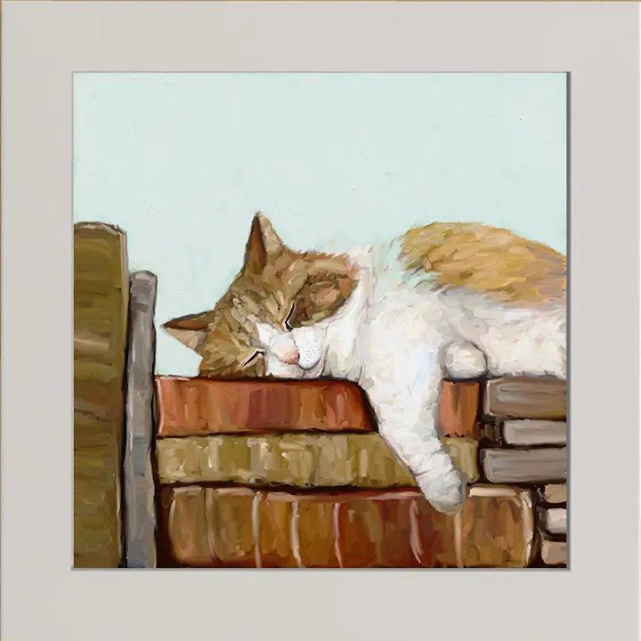 Cat On Books 3 Happy Square™ - Zinnias Gift Boutique