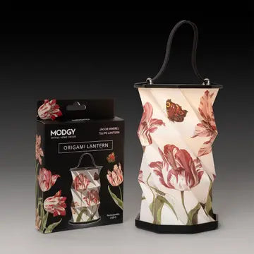Modgy Origami Lantern in vibrant colors, showcasing its folded paper design and intricate origami-inspired details.
