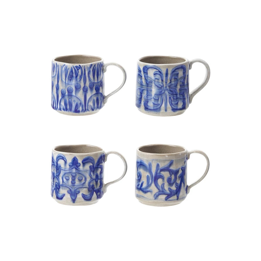 14 oz. Hand-Painted Mug w/Pattern - Zinnias Gift Boutique