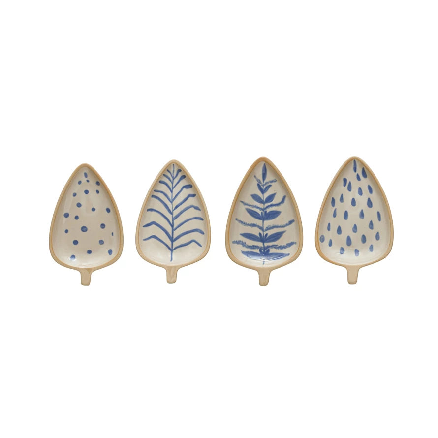 Leaf Shaped Dish w/ Design - Zinnias Gift Boutique