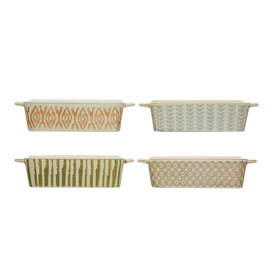 Hand-Stamped Stoneware Baker - Zinnias Gift Boutique