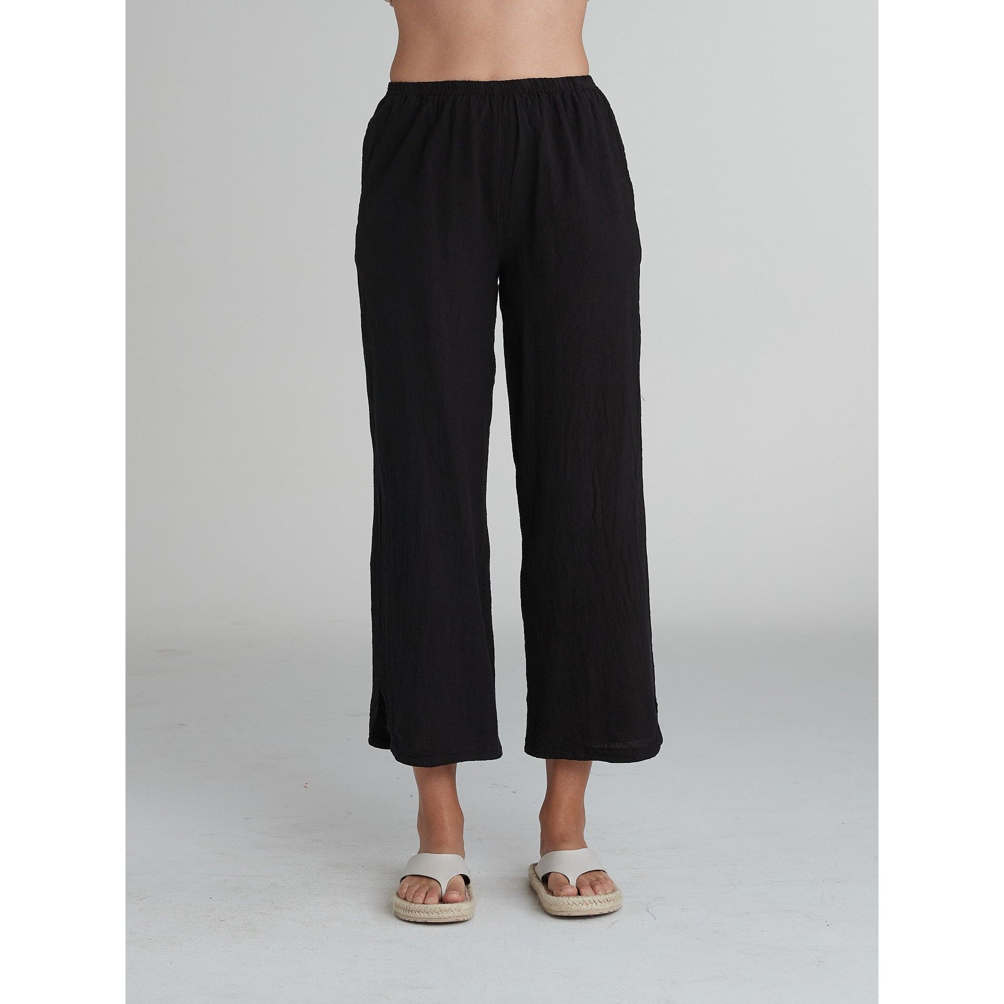 Black Vented Crosshatch Pant by Cutloose, featuring a relaxed fit with stylish vented details and crosshatch fabric texture.