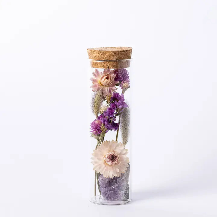 Dried Floral Herbarium Earth Vessel Amethyst - Zinnias Gift Boutique