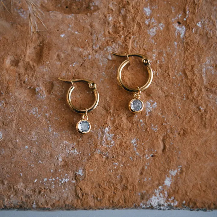 Starlit Shine Cubic Zirconia Hoop Earrings - Zinnias Gift Boutique