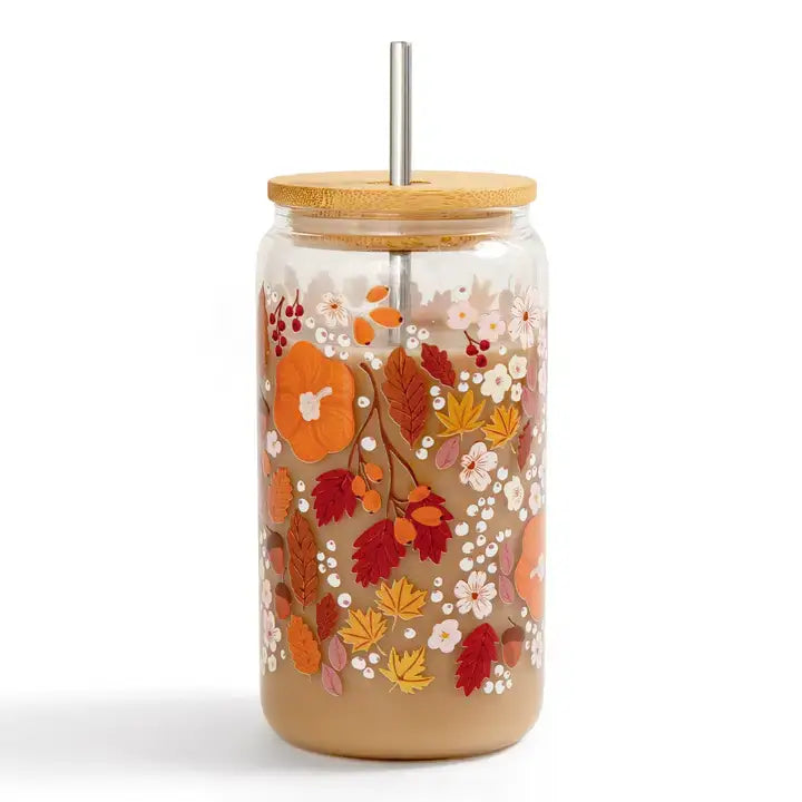 Pumpkin Patch Glass Can - Zinnias Gift Boutique