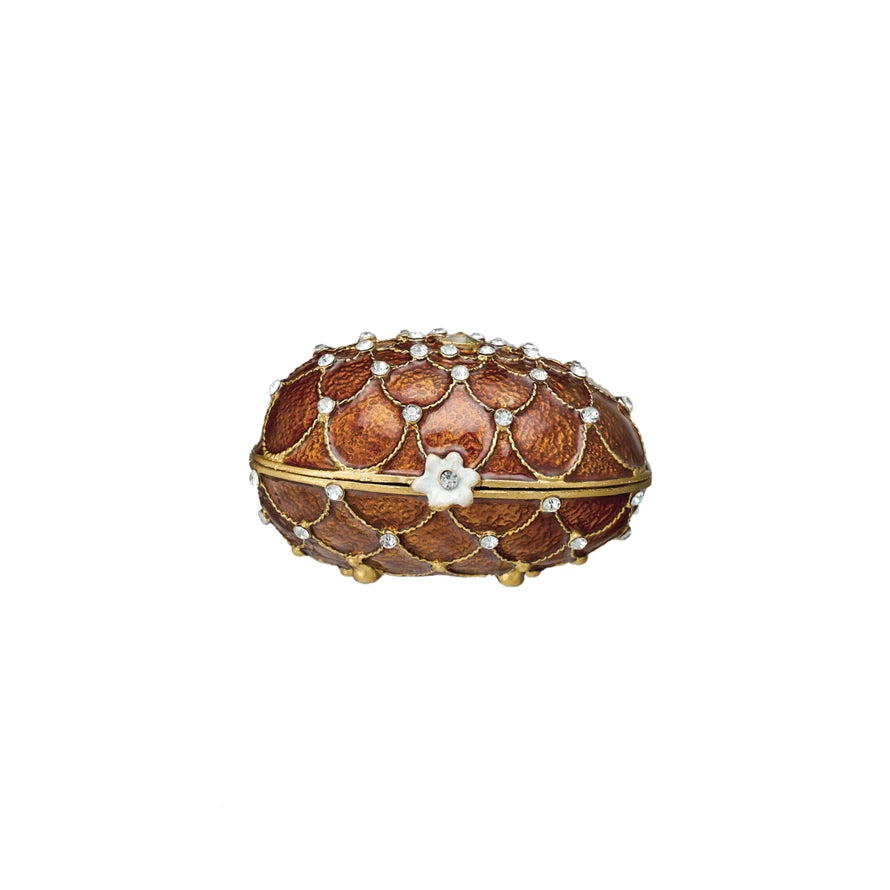 Enameled Metal Egg Shaped Trinket Box - Zinnias Gift Boutique