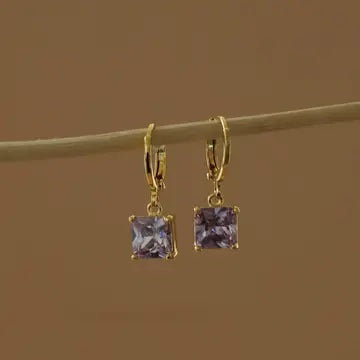 Square Birthstone Huggies - Zinnias Gift Boutique