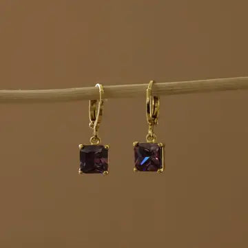 Square Birthstone Huggies - Zinnias Gift Boutique