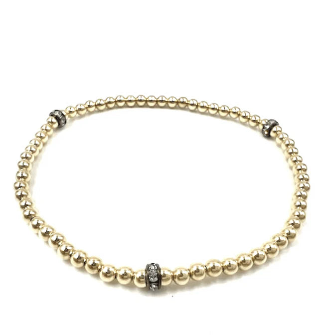 3mm Karma Glitter 14k Gold Fill Bend Bracelet - 7" - Zinnias Gift Boutique