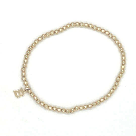 3mm Gold Fill Initial Charm Waterproof Bracelet - 7" - Zinnias Gift Boutique