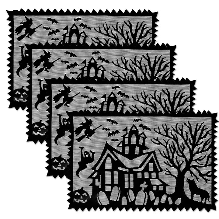 Halloween Ghost Bat Haunted House Placemat - Zinnias Gift Boutique