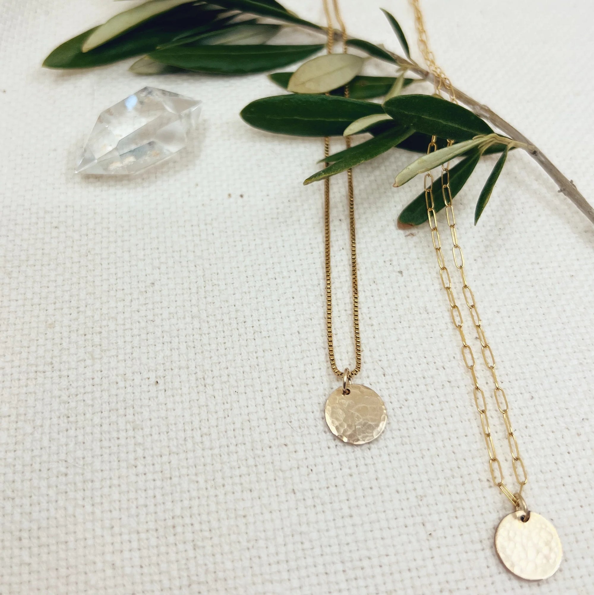 Everyday Hammered Circle Disk Necklace