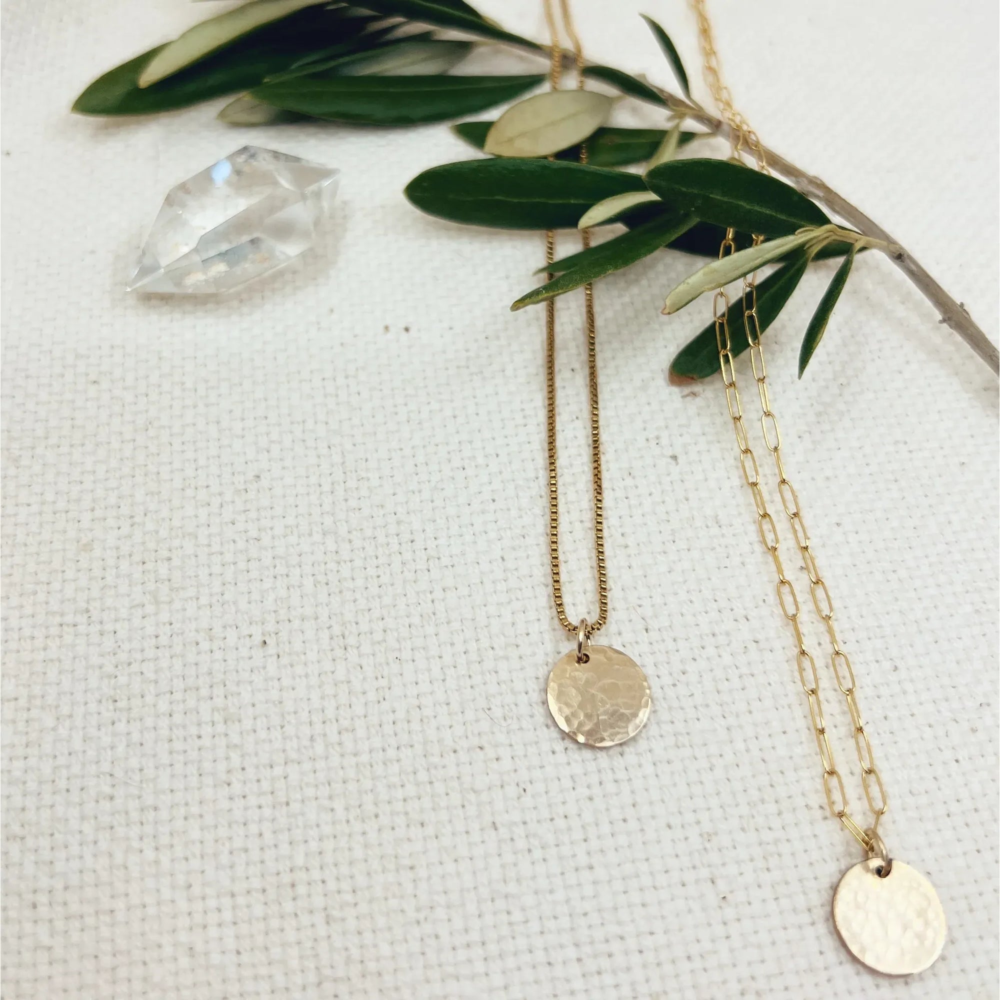 Everyday Hammered Circle Disk Necklace - Zinnias Gift Boutique