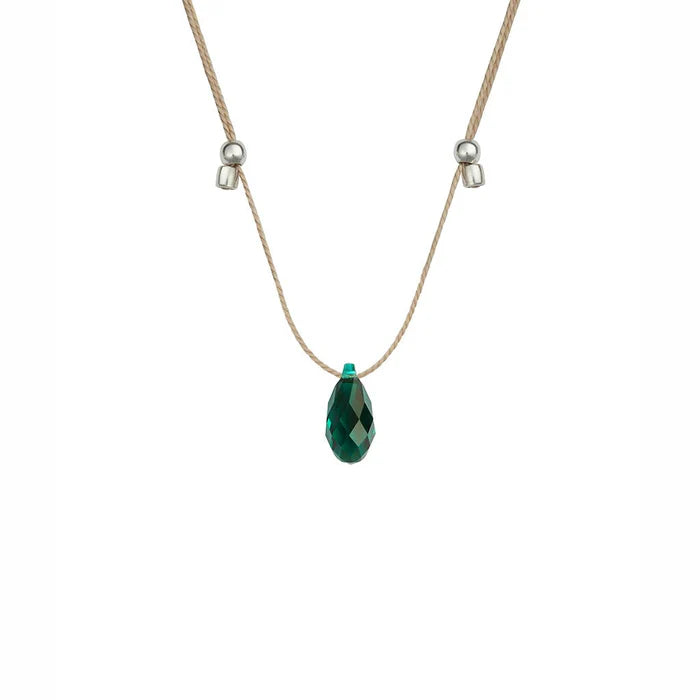 Emerald Silk Slider Necklace - Zinnias Gift Boutique
