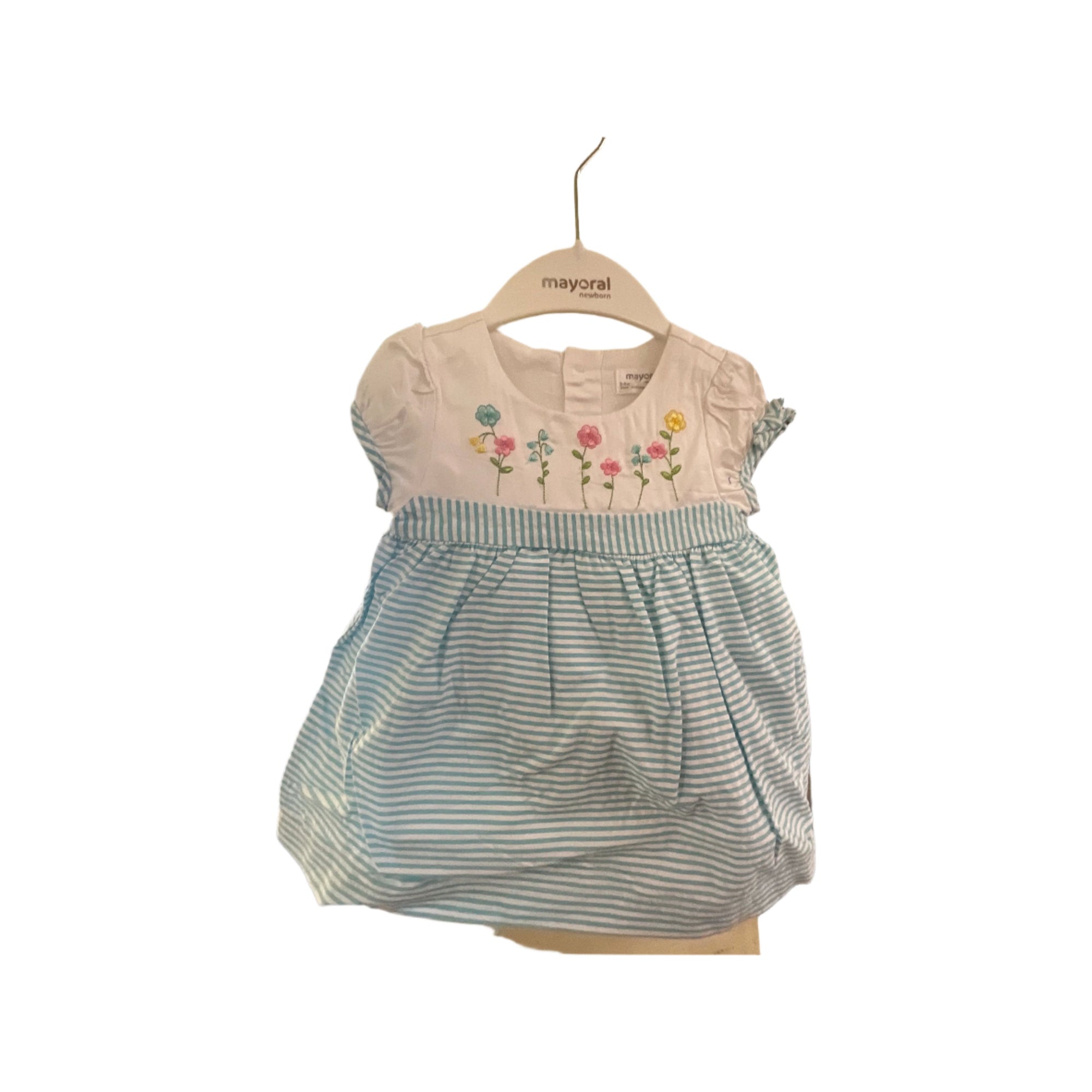 Dress blue white embroidered floral bodice - Zinnias Gift Boutique