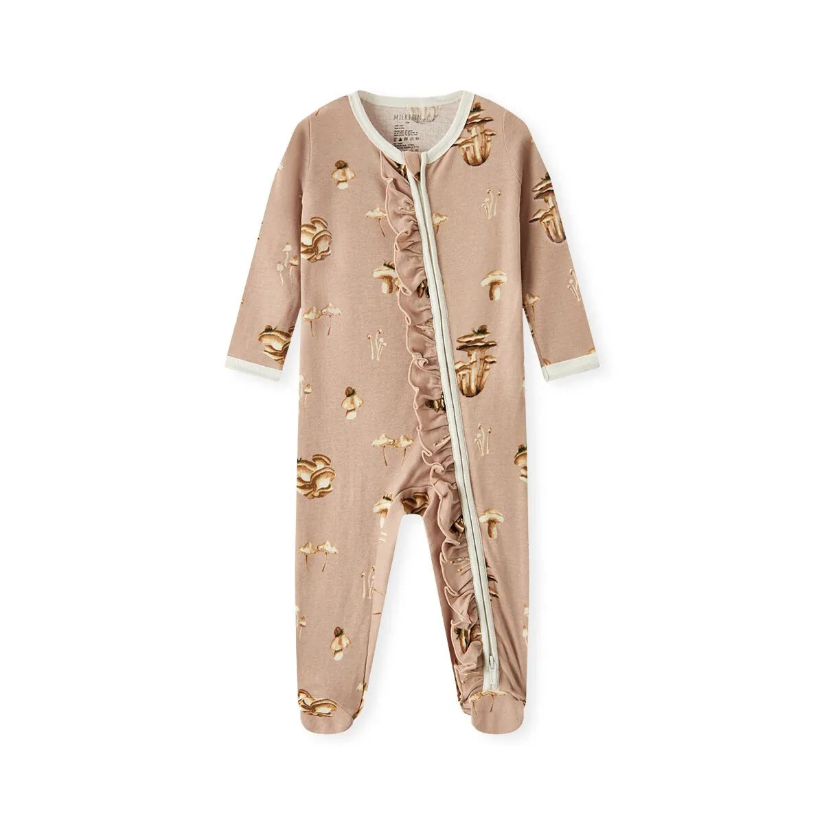 Organic Cotton Ruffle Footed Romper Mushroom - Zinnias Gift Boutique