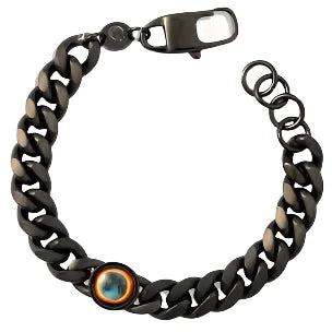 Moonglow Titan men's bracelet featuring sleek titanium band with minimalist design and subtle branding detail.