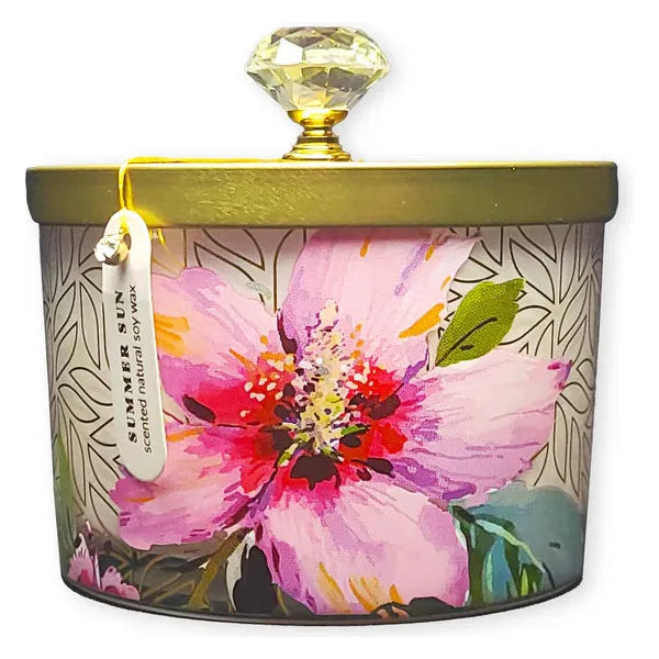 Summer sun Floral Wrapped candle - Zinnias Gift Boutique