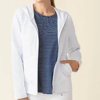 French Terry Monterey Jacket - White - Zinnias Gift Boutique