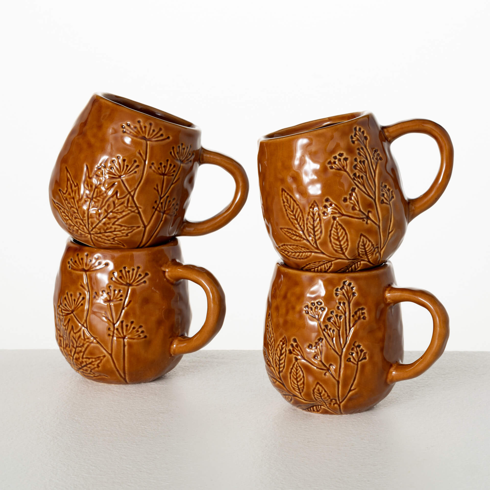 EMBOSSED FOLIAGE MUG - Zinnias Gift Boutique