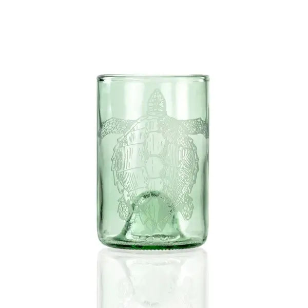Turtle Tina Upcycled Glass 12 oz Tumbler - Zinnias Gift Boutique