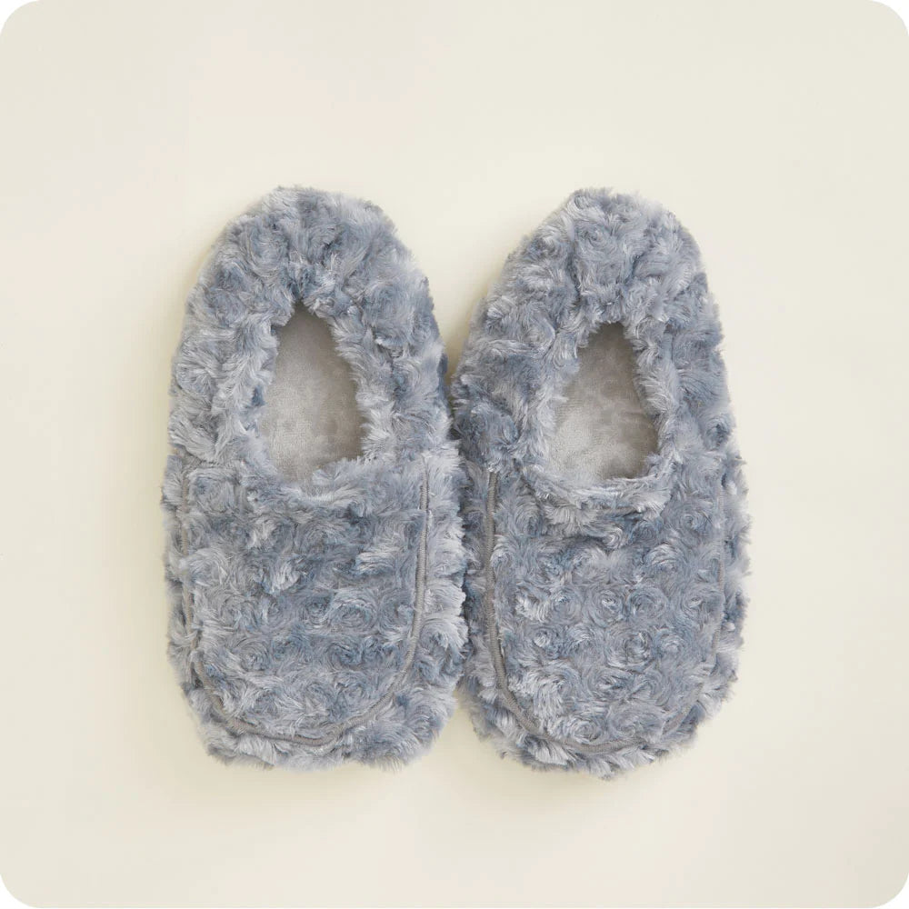 Gray Warmies Warmie slippers with plush marshmallow design, featuring soft, cozy interior for comfortable indoor wear.