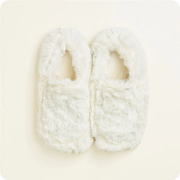 Gray Warmies Slippers by Warmies featuring plush, cozy marshmallow design for comfortable indoor wear.