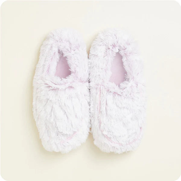 Gray Warmies Slippers featuring plush marshmallow design, cozy and soft for comfortable indoor wear.