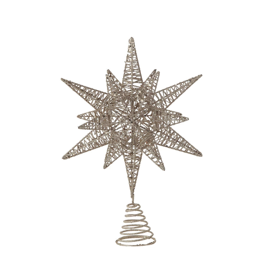 Metal Star Tree Topper with Glitter - Zinnias Gift Boutique