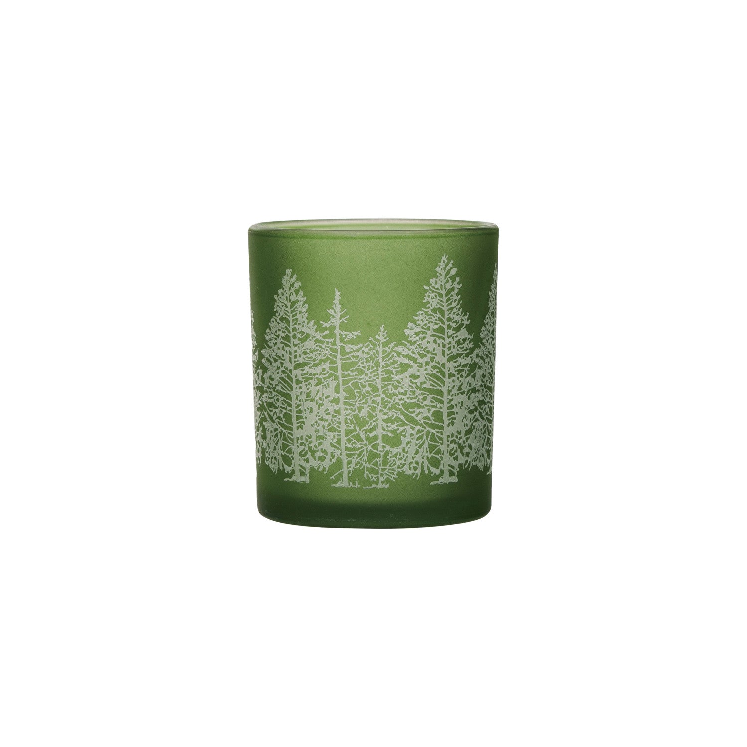 Glass Tealight/Votive Holder w/ Laser Etched Trees - Zinnias Gift Boutique