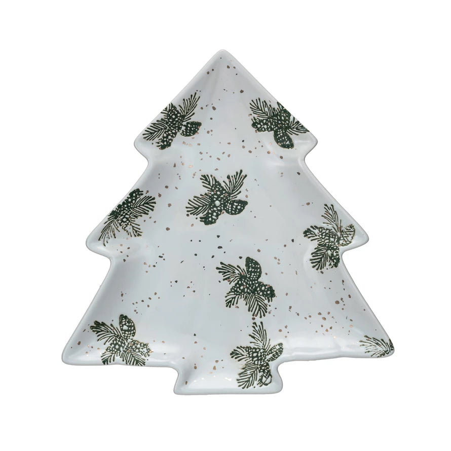 Tree Shaped Plate w/Pinecones - Zinnias Gift Boutique