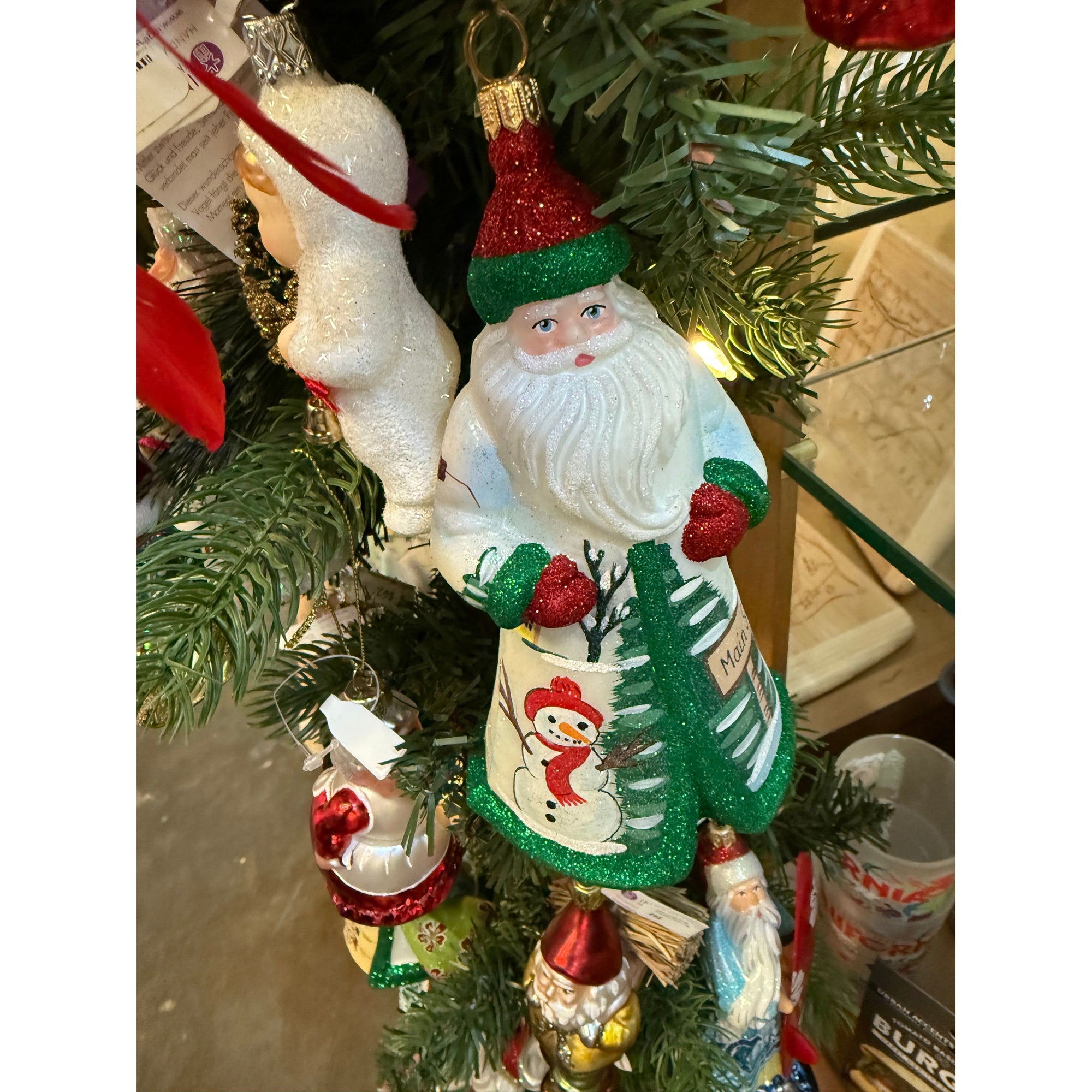 Hand Crafted Painted Glitterazzi Santa - Zinnias Gift Boutique