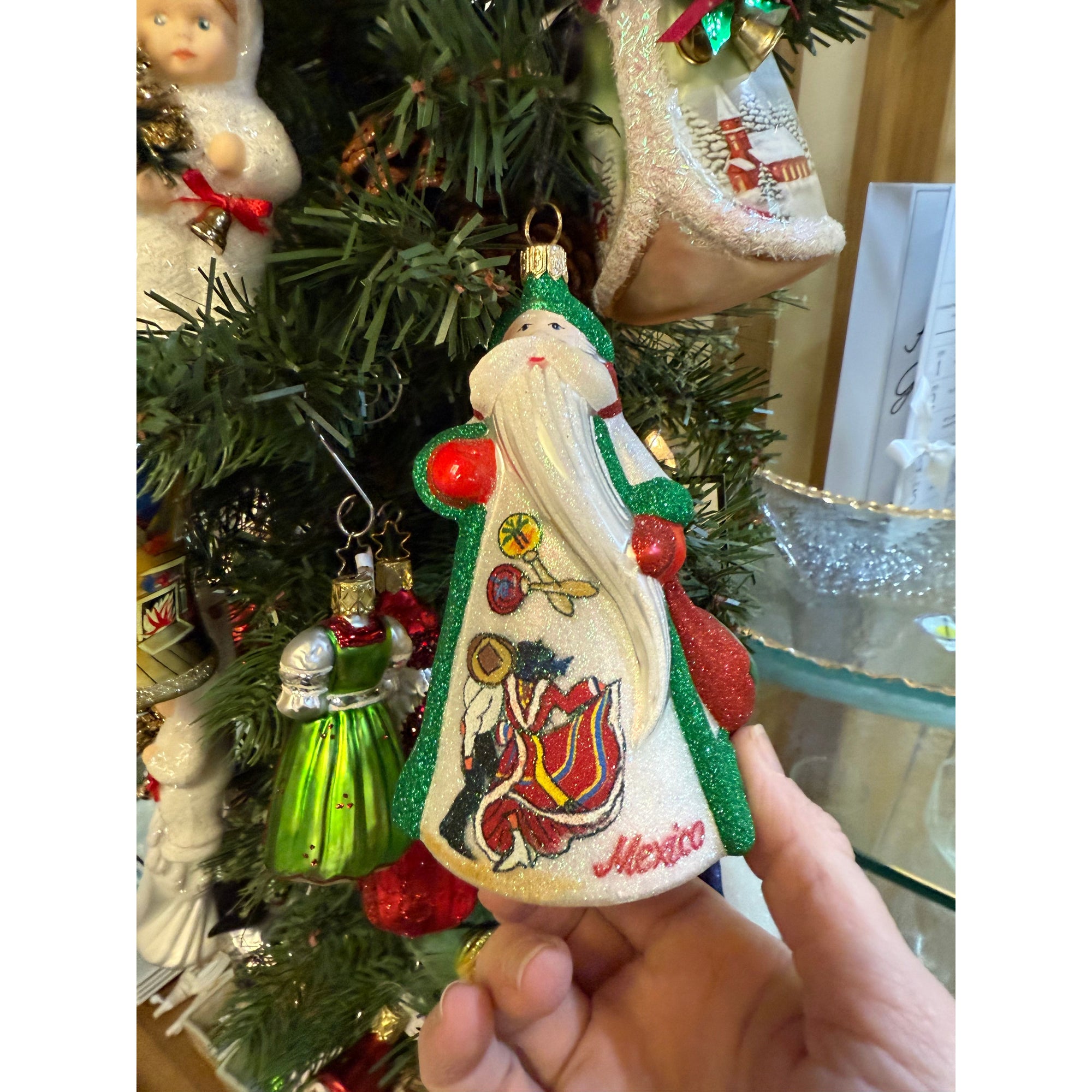 Hand Crafted Painted Glitterazzi Santa - Zinnias Gift Boutique