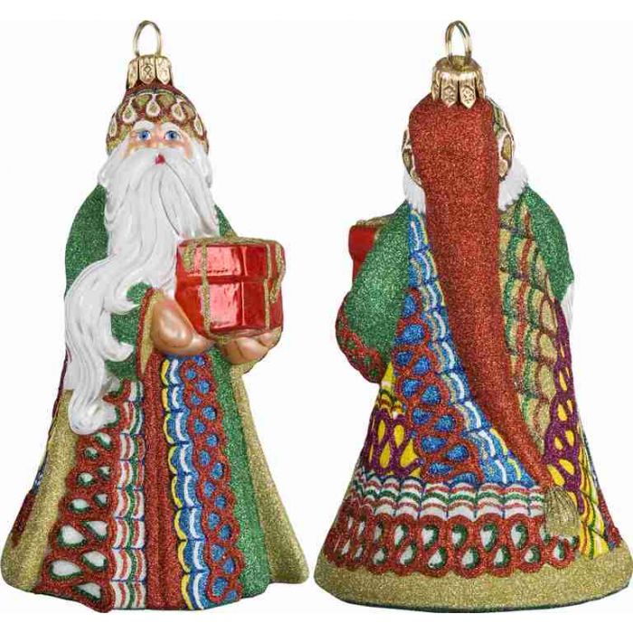 Hand Crafted Painted Glitterazzi Santa - Zinnias Gift Boutique