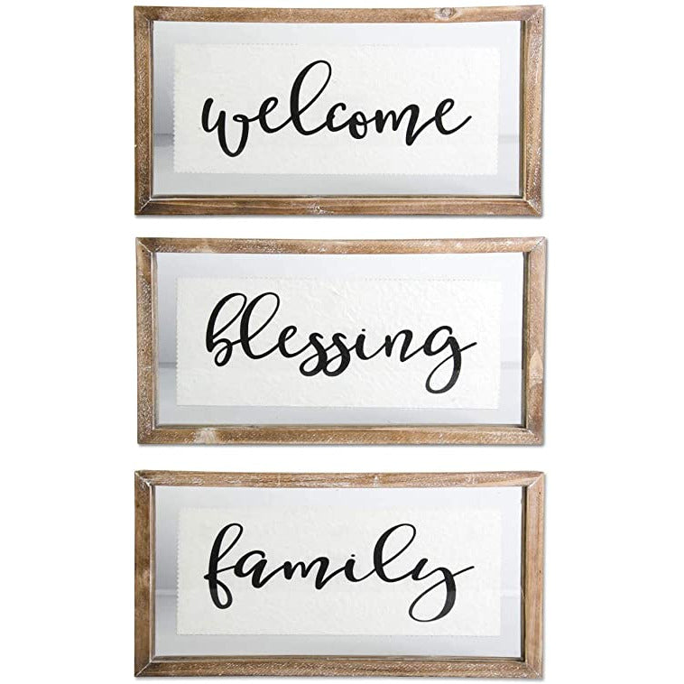 16.25 Inch Wood  Framed Glass Assorted  Message Signs - Zinnias Gift Boutique