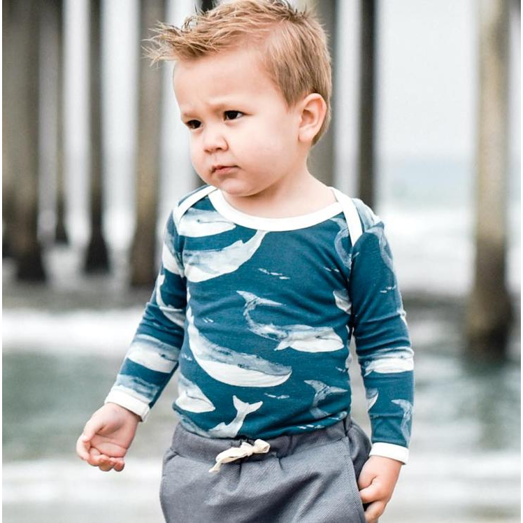 Long Sleeve Bamboo One Piece - Floral Bicycles - Zinnias Gift Boutique