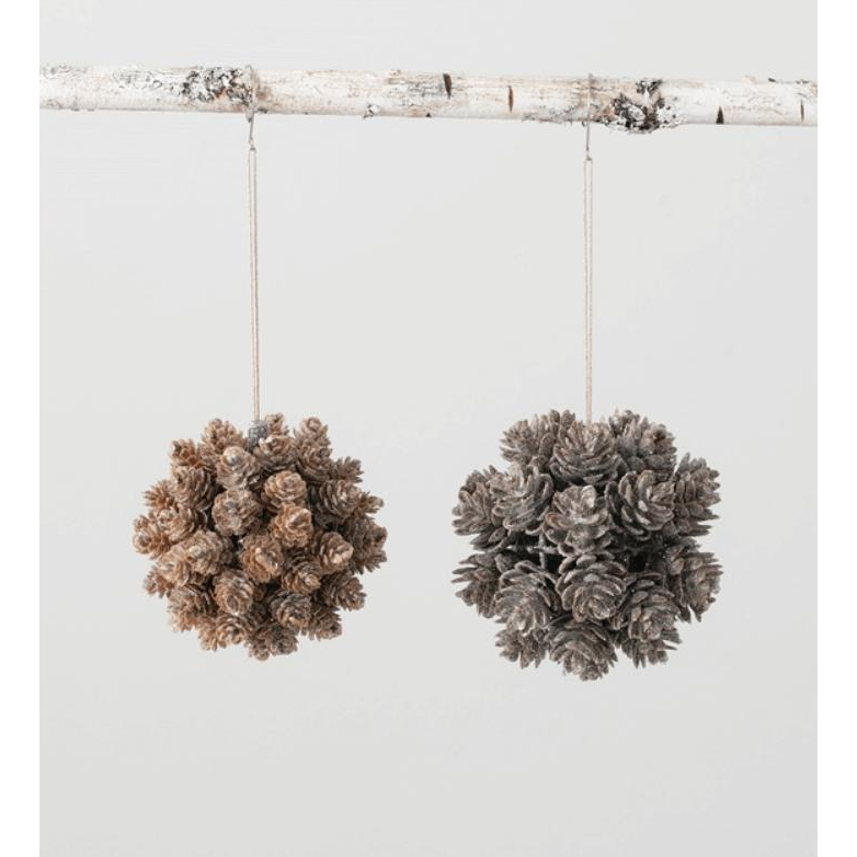 Frosted Pinecone Orb - Zinnias Gift Boutique