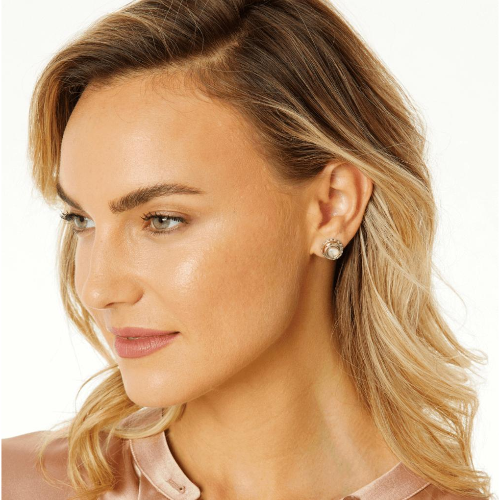 Neptune's Rings Crystal Button Earrings - Zinnias Gift Boutique