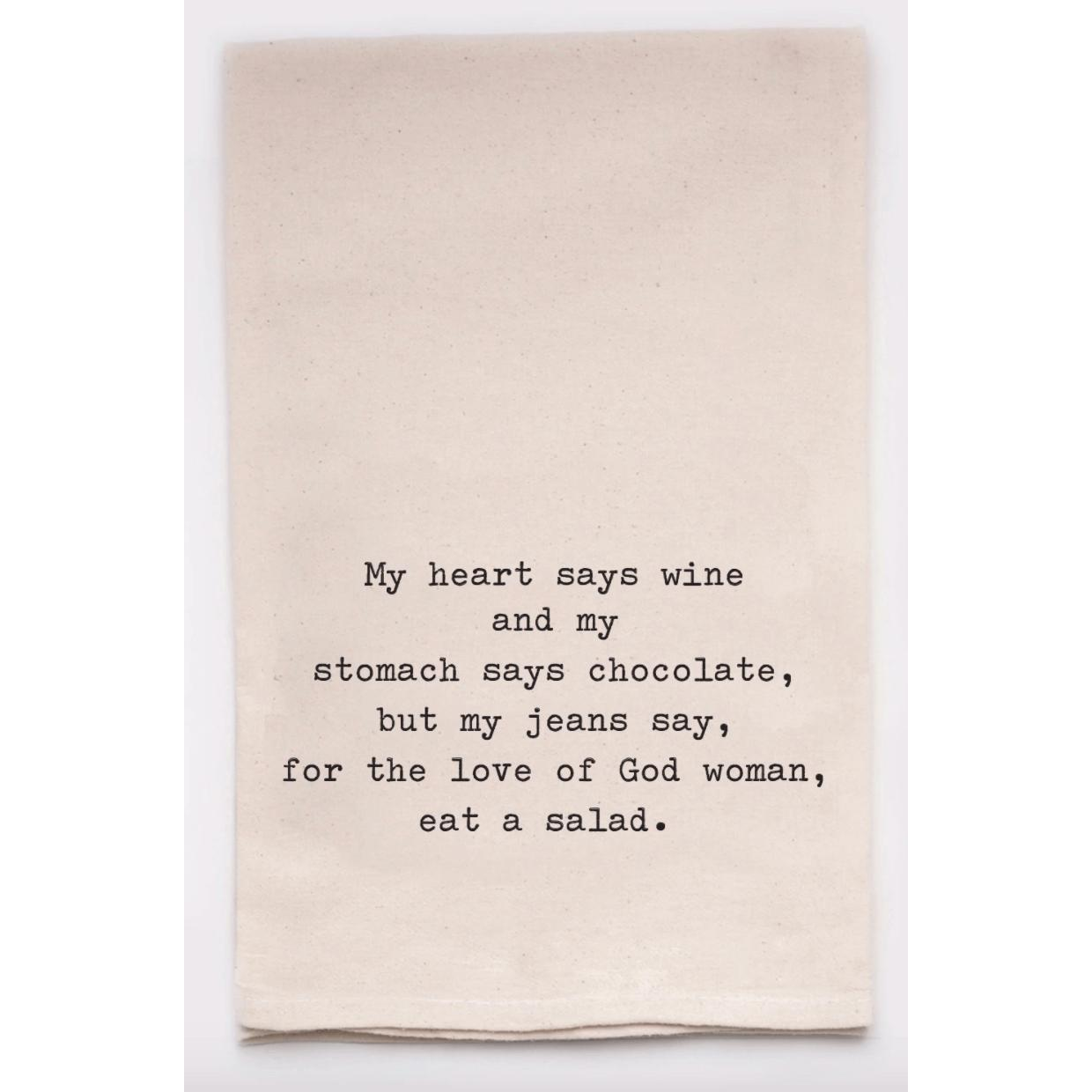 Heart Says Wine Tea Towel - Zinnias Gift Boutique