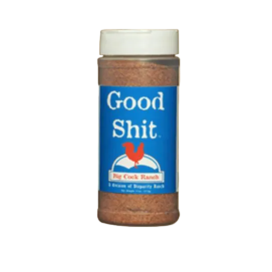 BCR Good Sh*t seasoning container with label, household spice for enhancing flavor in cooking and food preparation.